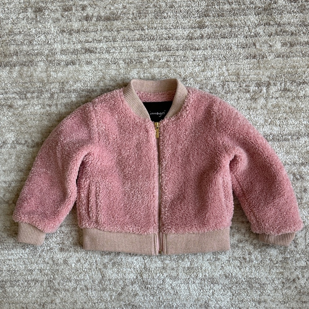 Imoga Pink Fuzzy Bomber Jacket